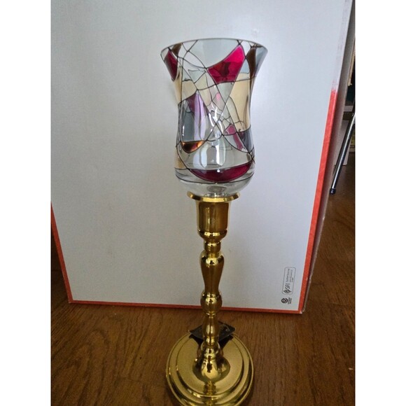 Partylite Mosaic Calypso Stained Glass Tealight Votive and Stand *6 tealights - Picture 1 of 3
